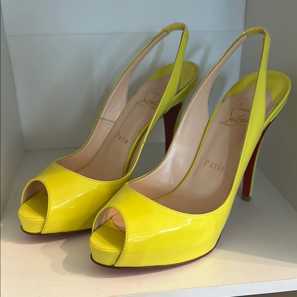 Christian Louboutin Yellow Patent Leather Heels